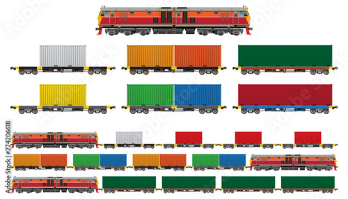 set train 03 locomotive with container