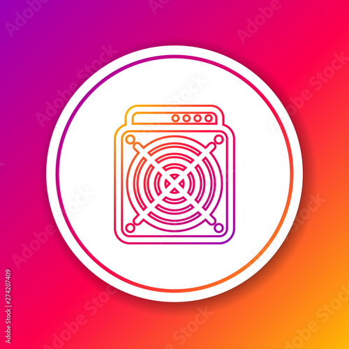 Color ASIC Miner line icon isolated on color background. Cryptocurrency mining equipment and hardware. Application specific integrated circuit. Circle white button. Vector Illustration