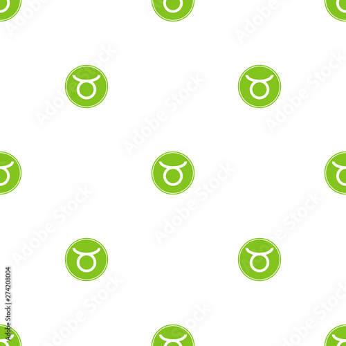 Seamless pattern with taurus zodiac sign. Astrological, horoscope sign. Zodiac symbol. Earth element. Sticker. Vector illustration for design, web, wrapping paper, fabric, wallpaper.
