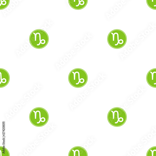 Seamless pattern with capricorn zodiac sign. Astrological, horoscope sign. Zodiac symbol. Earth element. Sticker. Vector illustration for design, web, wrapping paper, fabric, wallpaper.