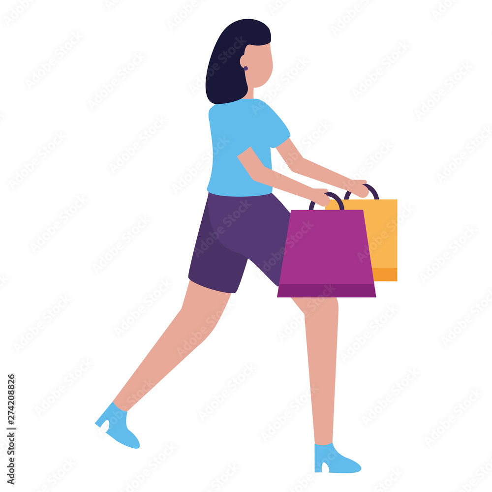woman with shopping bags market woman with shopping bags market