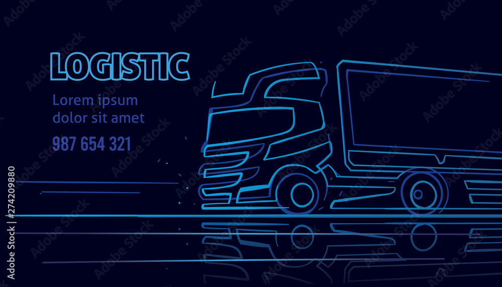 Logistic/truck driver/delivery service business card template in neon  style. Vector, text outlined and only for preview. Stock Vector | Adobe  Stock