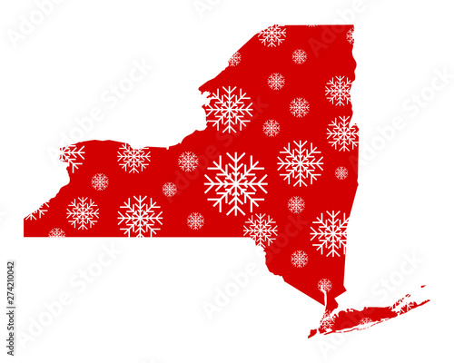 Karte von New York mit Schneeflocken