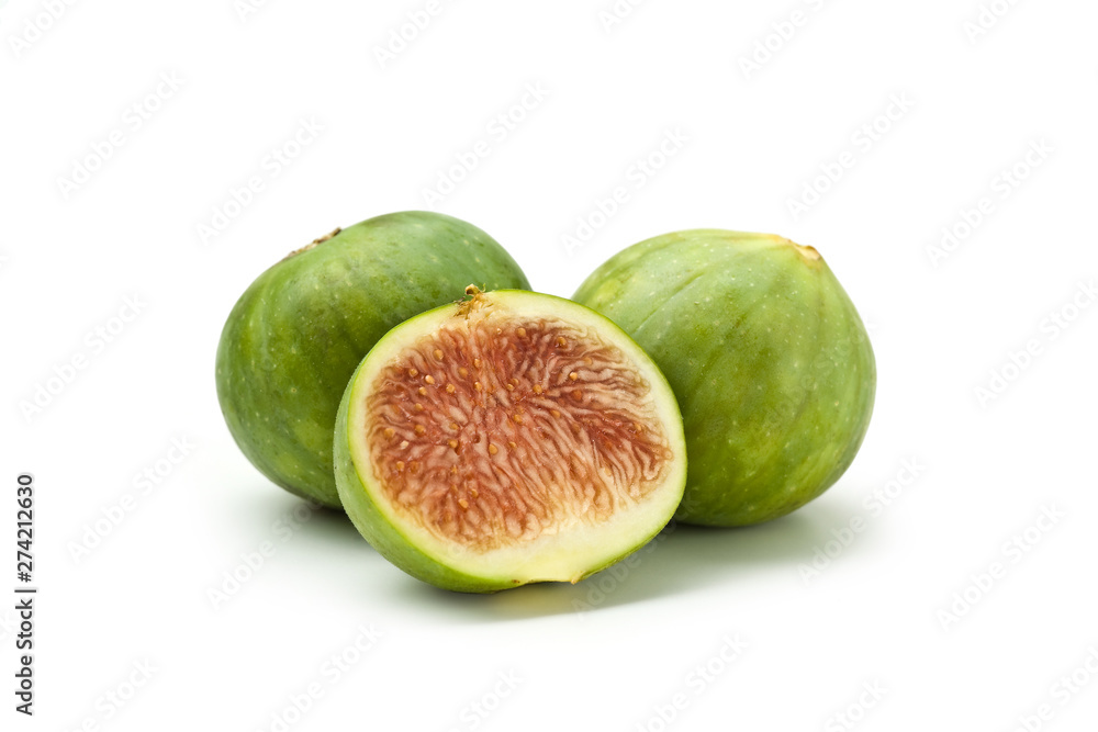 Green Fig – Cut Open – Isolated on White Background Green Fig – Cut Open – Isolated on White Background