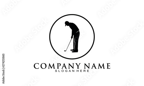 People golfing logo icon