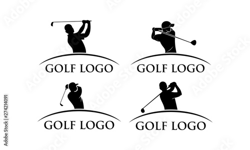 People golfing set template logo