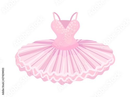 Pink dress ballerina. Vector illustration on white background.