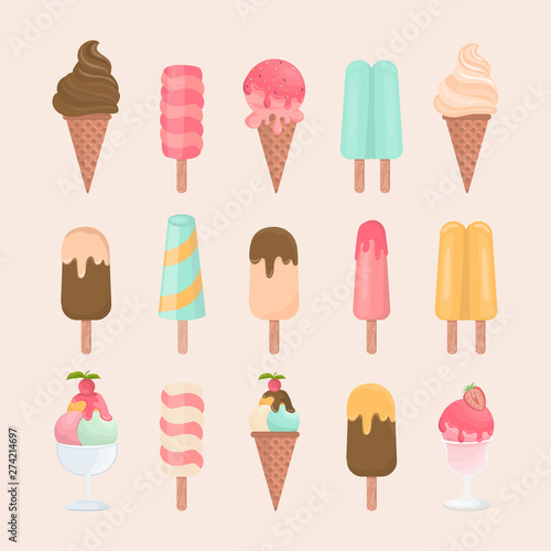 sweet ice cream, isolated. vector