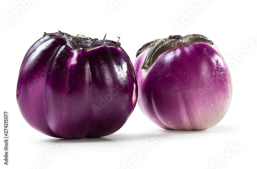 Violet Eggplant isolated on white background, Melanzana viola seta