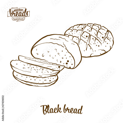 Black bread bread vector drawing