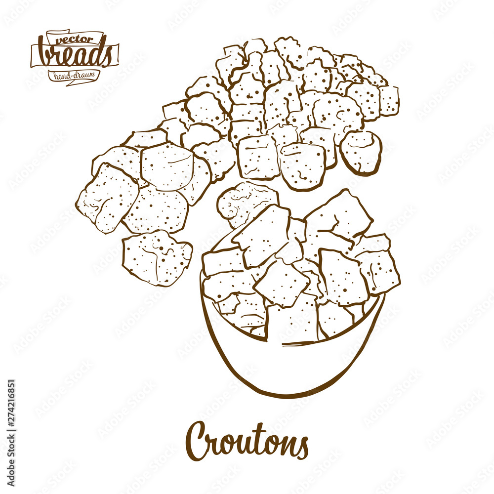 Croutons bread vector drawing Croutons bread vector drawing
