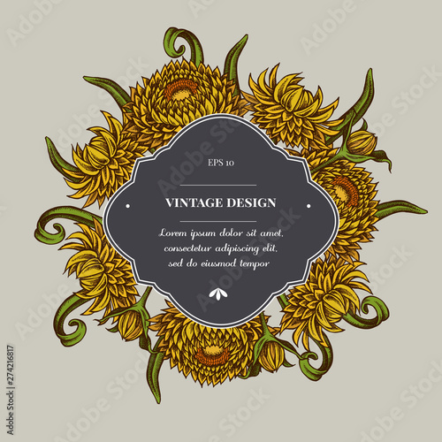 Badge over design with helichrysum