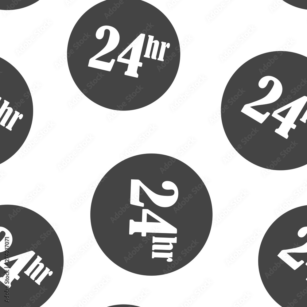 24 hour icon. Flat image time of clock. seamless pattern on a white background. 24 hour icon. Flat image time of clock. seamless pattern on a white background.