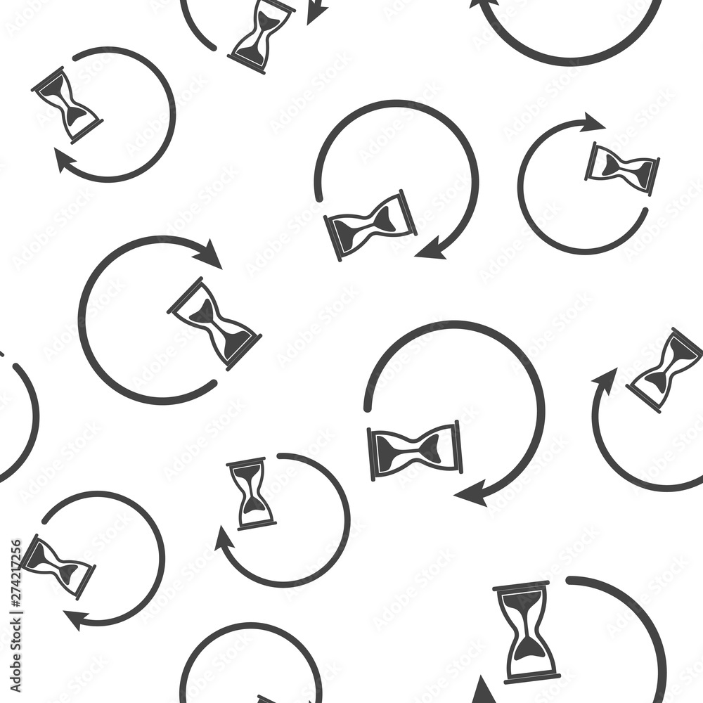 Sandglass clock icon. Flat image sandglass seamless pattern on a white background. Sandglass clock icon. Flat image sandglass seamless pattern on a white background.