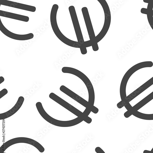 Vector image of the euro sign. Flat image euro  seamless pattern on a white background seamless pattern on a white background.