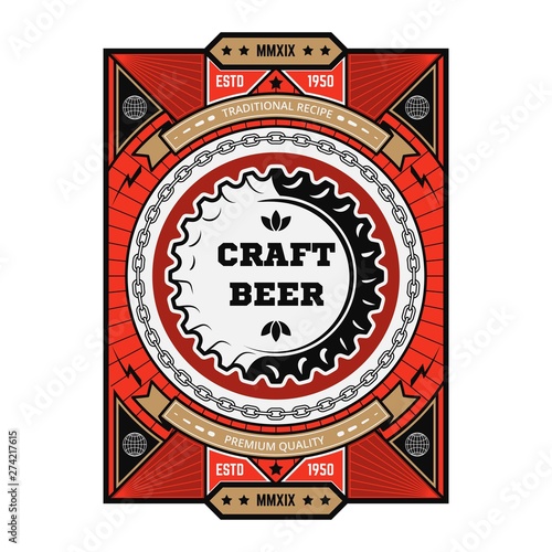 VINTAGE BEER EMBLEM WITH COLOR