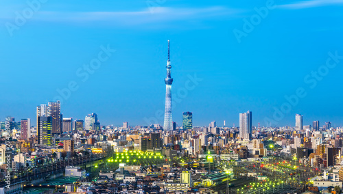 city skyline aerial night view of oji in japan