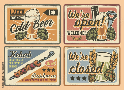 Vector set of vintage cafe signs