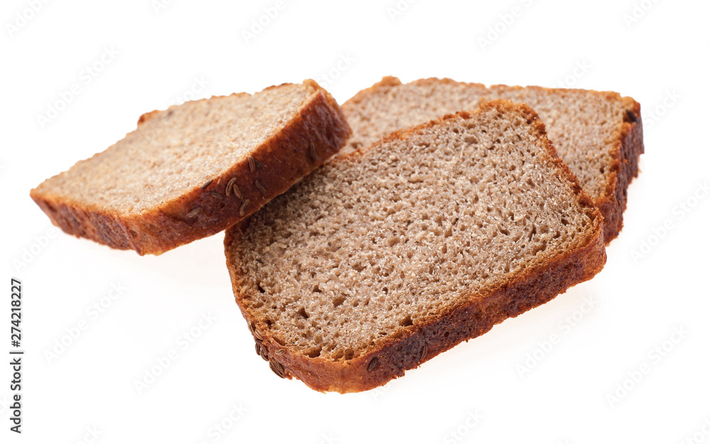 sliced of rye bread, isolated on white background sliced of rye bread, isolated on white background
