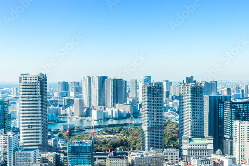 modern city skyline aerial view in Tokyo, Japan © voyata