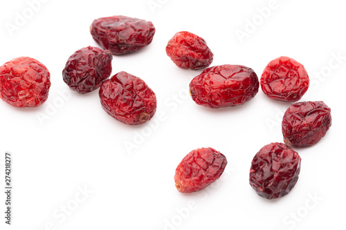 Dried cranberries isolated on white background