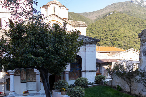 Medieval Orthodox Monastery of Timiou Prodromou St. John the Baptist near town of Serres, Central Macedonia, Greece photo