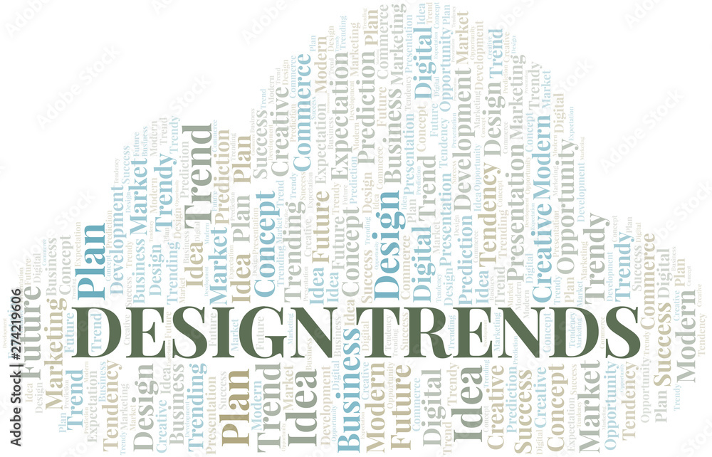 Design Trends word cloud. Wordcloud made with text only.