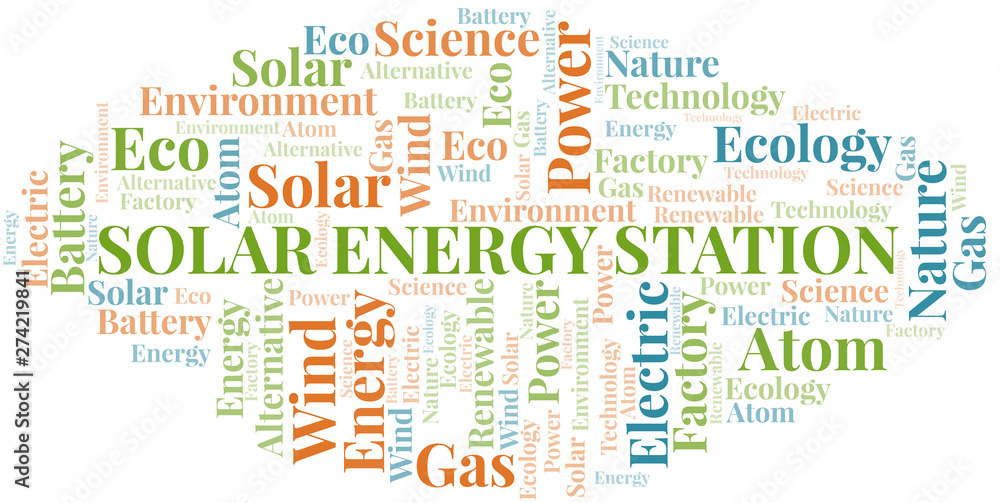 Solar Energy Station word cloud. Wordcloud made with text only.