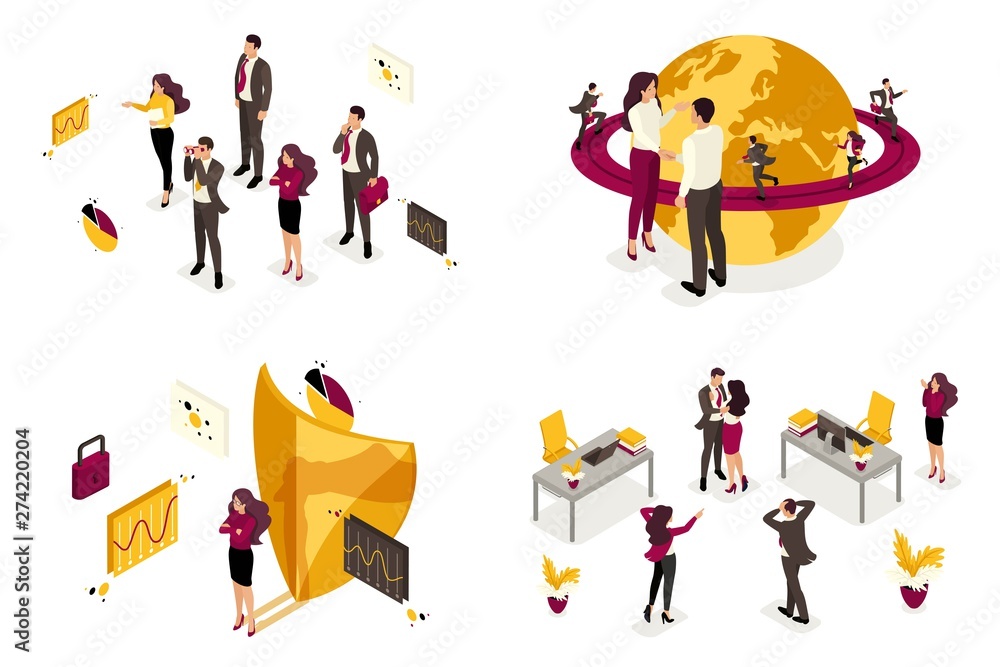 Φωτογραφία Isometric of the concept of business processes for world domination, the recruitment of staff for the command
