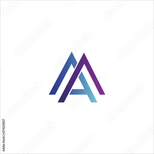 Minimal line letter initial A MA logo. Abstract and elegant shape font sign. logotype vector design template for personal identity branding, creative industry, web, business, corporate and company