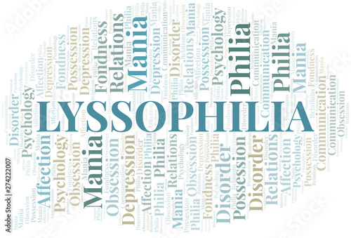 Lyssophilia word cloud. Type of Philia.