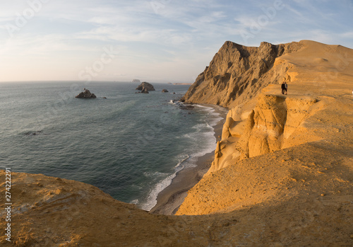 Coast of Paracas in Peru during the sunset