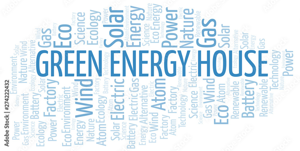 Fototapeta premium Green Energy House word cloud. Wordcloud made with text only.