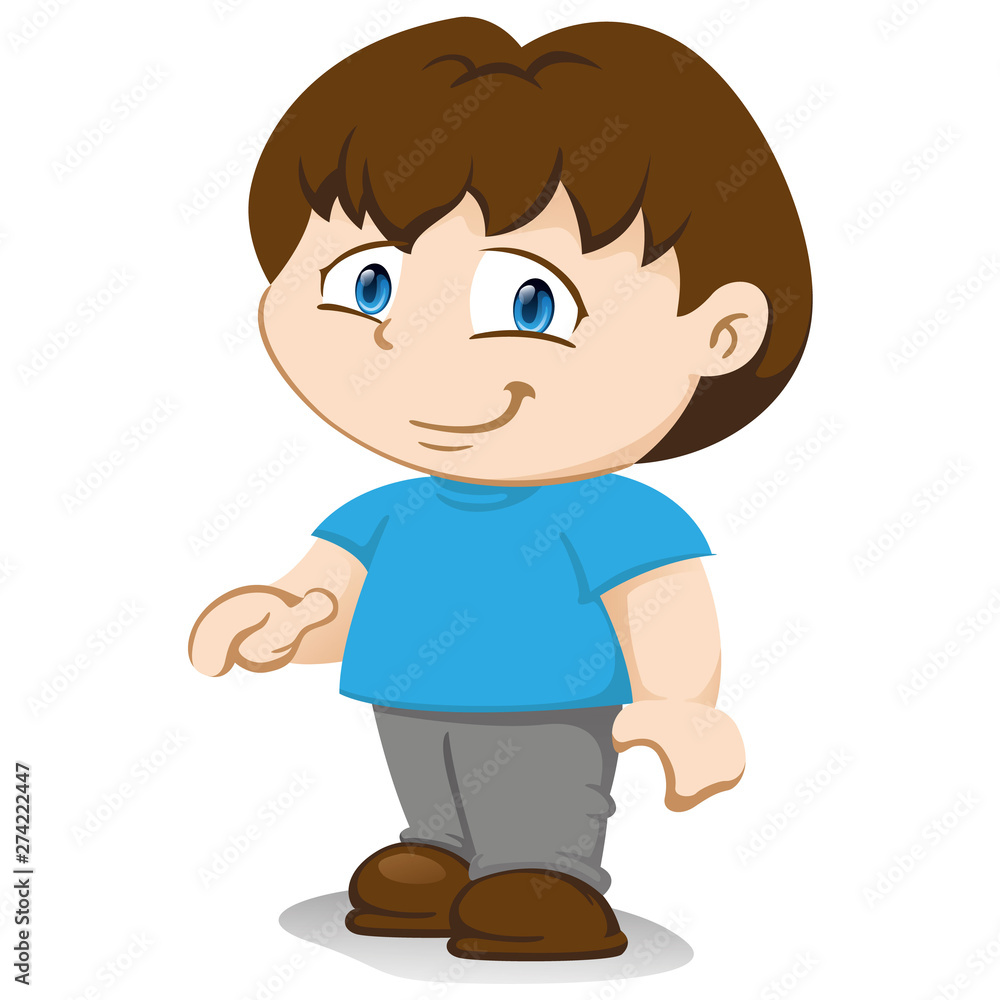 Illustration depicts a yuyu character, boy mascot boy standing in standing position waiting for wearing blue t-shirt gray pants. Ideal for training, institutional and promotional materials Illustration depicts a yuyu character, boy mascot boy standing in standing position waiting for wearing blue t-shirt gray pants. Ideal for training, institutional and promotional materials