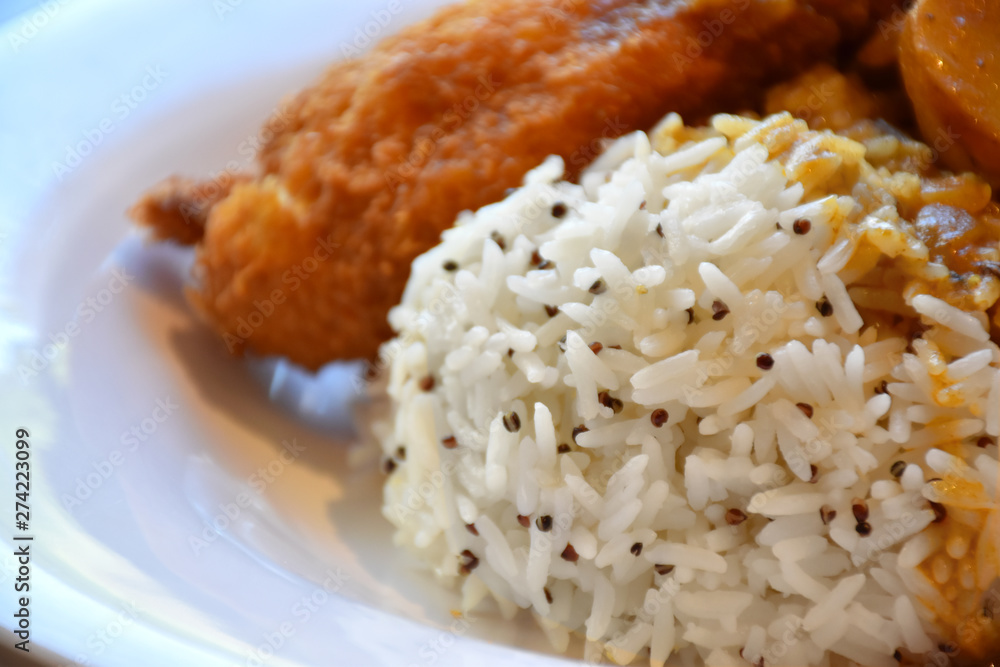 Cooked rice and quinoa