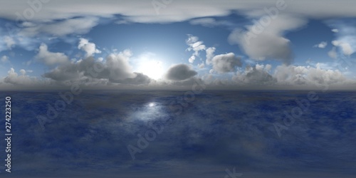 Fototapeta Naklejka Na Ścianę i Meble -  panorama of sea sunset. Environment map. HDRI . equidistant projection. Spherical panorama. landscape