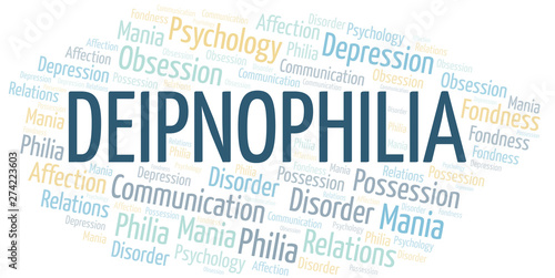 Deipnophilia word cloud. Type of Philia.