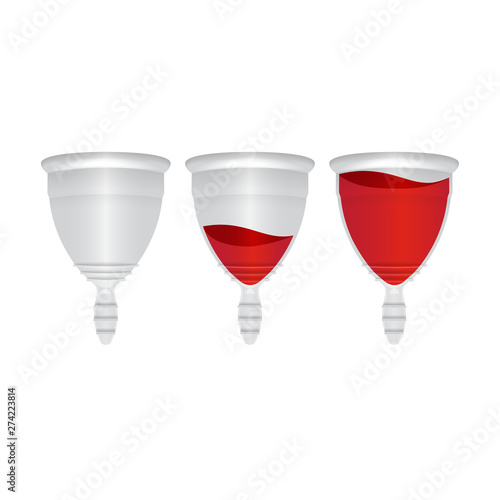 Menstrual cup. Period cup. Protection for woman in critical days. Realistic Vector illustration on white background