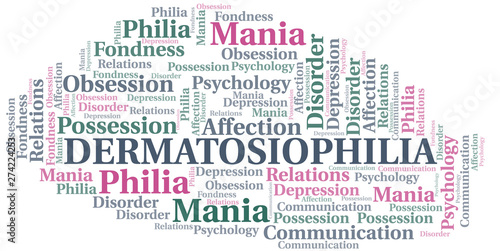 Dermatosiophilia word cloud. Type of Philia.