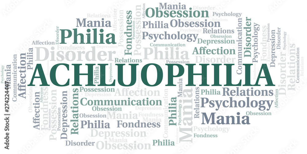 Fototapeta premium Achluophilia word cloud. Type of Philia.