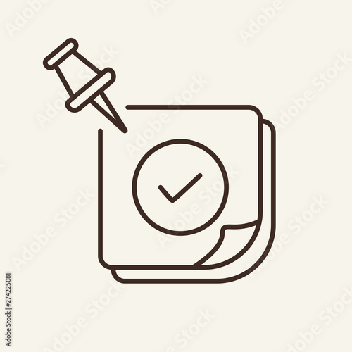 Done note line icon. Nota bene, update, checkmark, approved. Business concept. Vector illustration can be used for topics like workflow, communication, technology, business, information