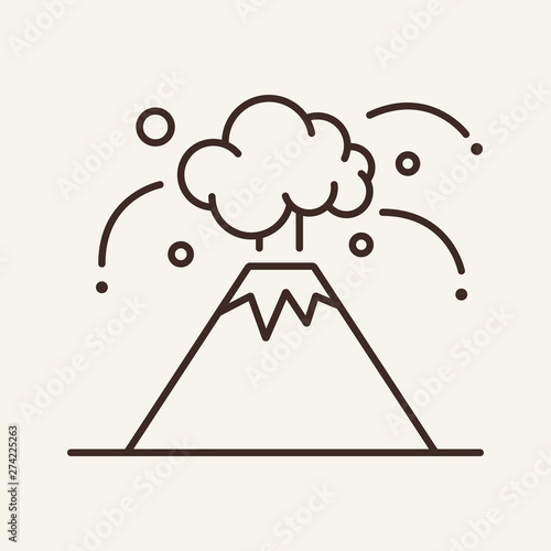 Eruption line icon. Volcano, outburst, natural disaster. Global disaster concept. Vector illustration can be used for topics like global warming, air pollution, environment protection