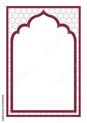 Indian frame with geometric structure on white background