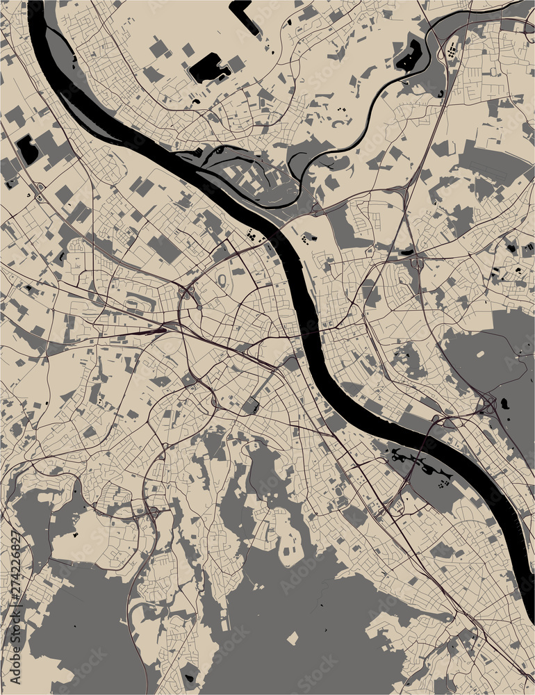 map of the city of Bonn, Germany