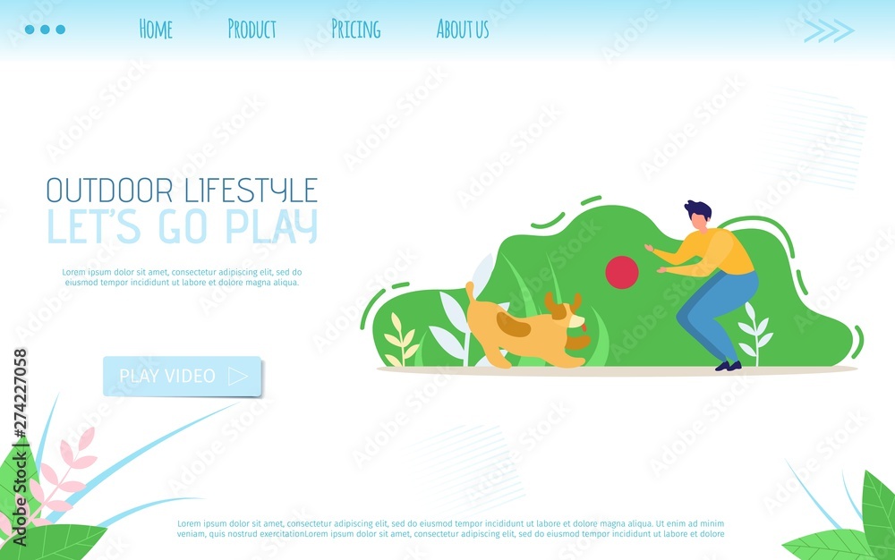 Outdoor Lifestyle Flat Landing Page Calls Go Play
