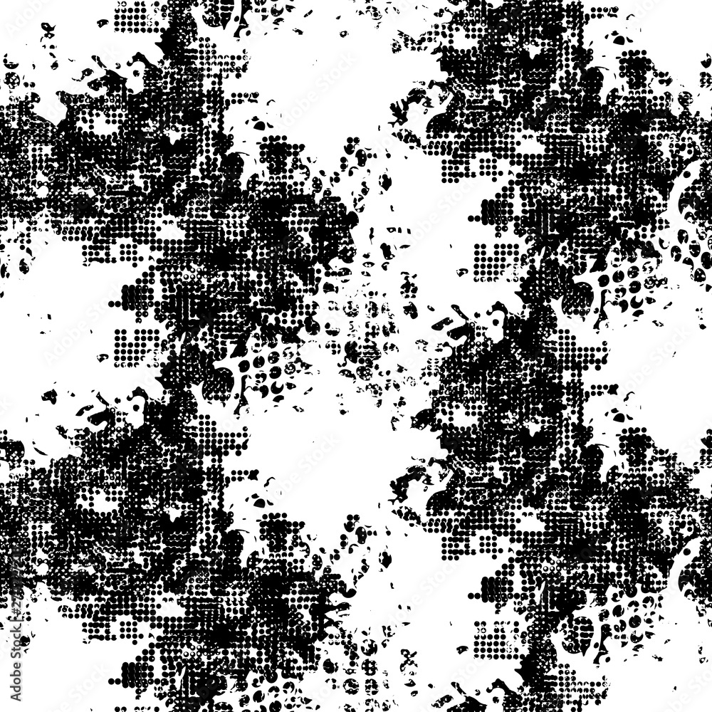 Seamless pattern dotted design. Black and white print with moire dots. Watercolor effect. Suitable for bed linen, leggings, shorts and fashion industry. Seamless pattern dotted design. Black and white print with moire dots. Watercolor effect. Suitable for bed linen, leggings, shorts and fashion industry.