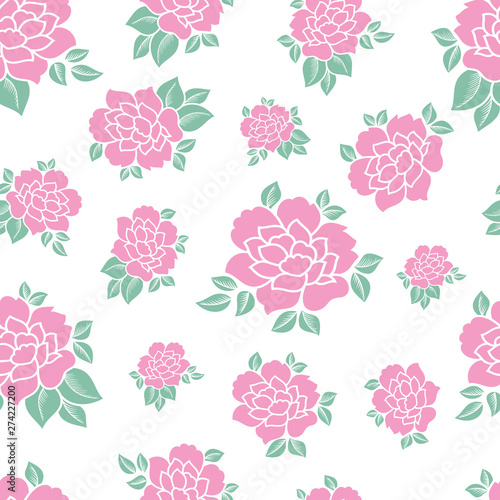 Pastel pink flower vector seamless pattern