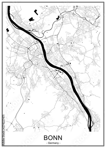 vector map of the city of Bonn, Germany, North Rhine-Westphalia, Cologne