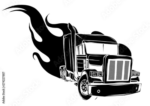 Vector Cartoon Semi Truck. vector illustration design