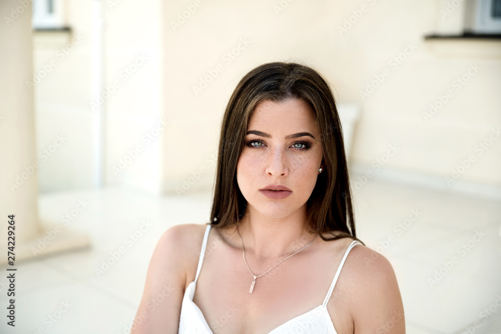 Young woman with blue eyes close up portrait Young woman with blue eyes close up portrait